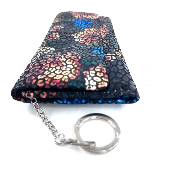 HOBO International Multicolor Stained Glass Floral Leather Long Wallet Key Ring - Picture 6 of 8